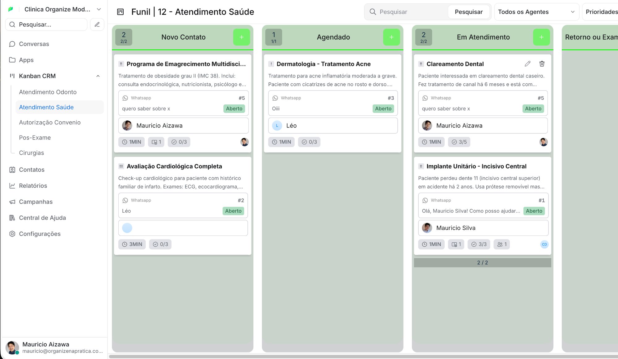 Relatórios e Métricas - Organize.Chat